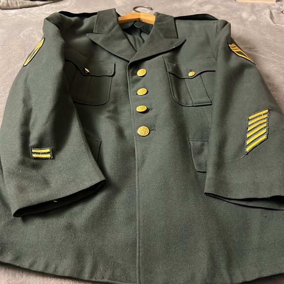 70s Vietnam War Mens Wool  Class 3 AG-344 Officer Coat Jacket Green USA Size 46S - Picture 6 of 16